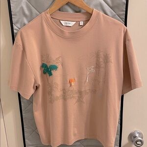 Joie Beige T-Shirt with Artistic Graphic